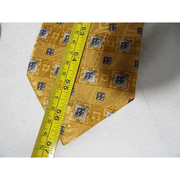 Vintage Robert Talbots Silk Neck Tie for Hickeys Yellow Golden Geometric - Picture 8 of 9